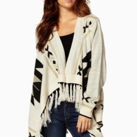 #20 Tobi aztec, southwestern cardigan sweater with fringe one size fits all